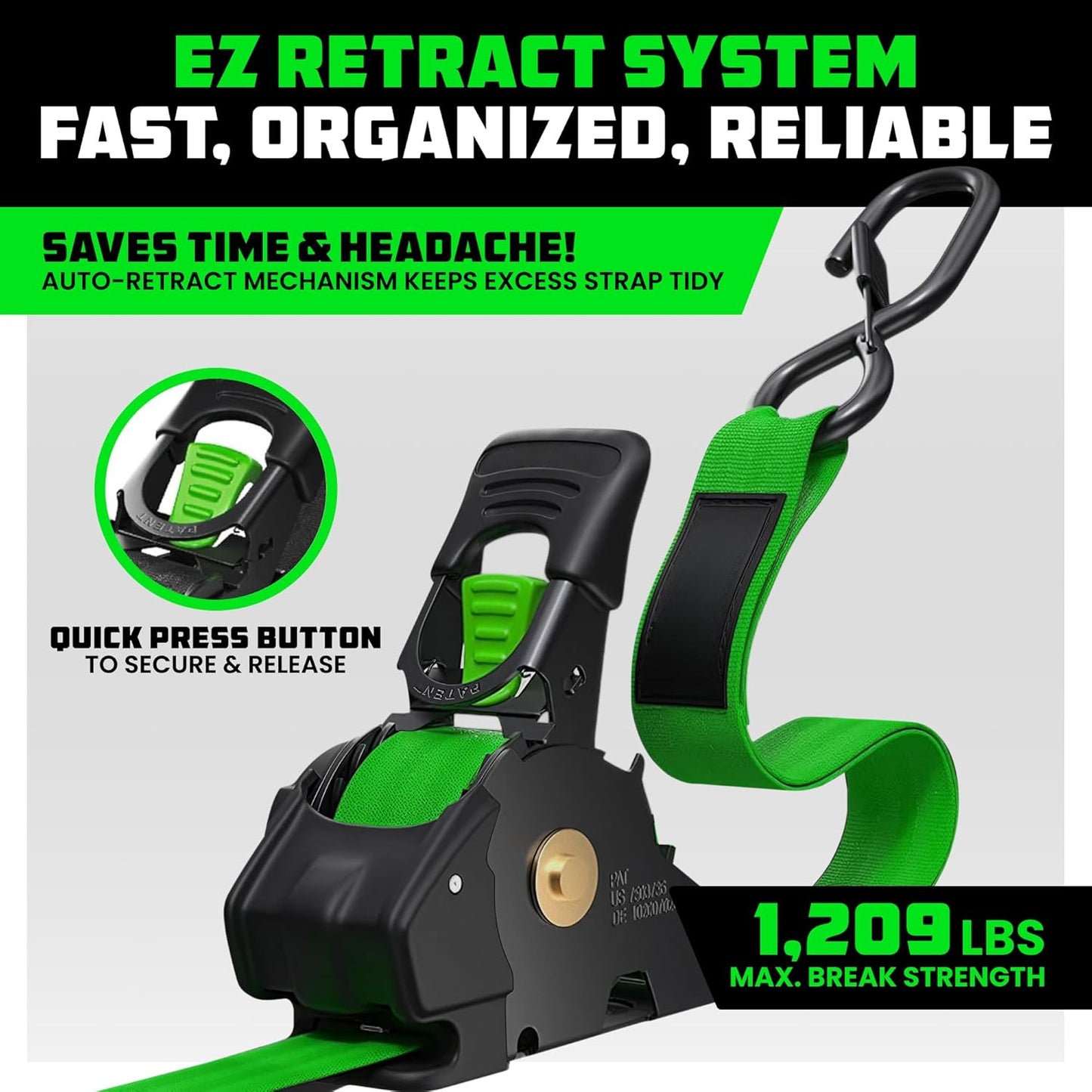 Auto-Retractable Ratchet Straps